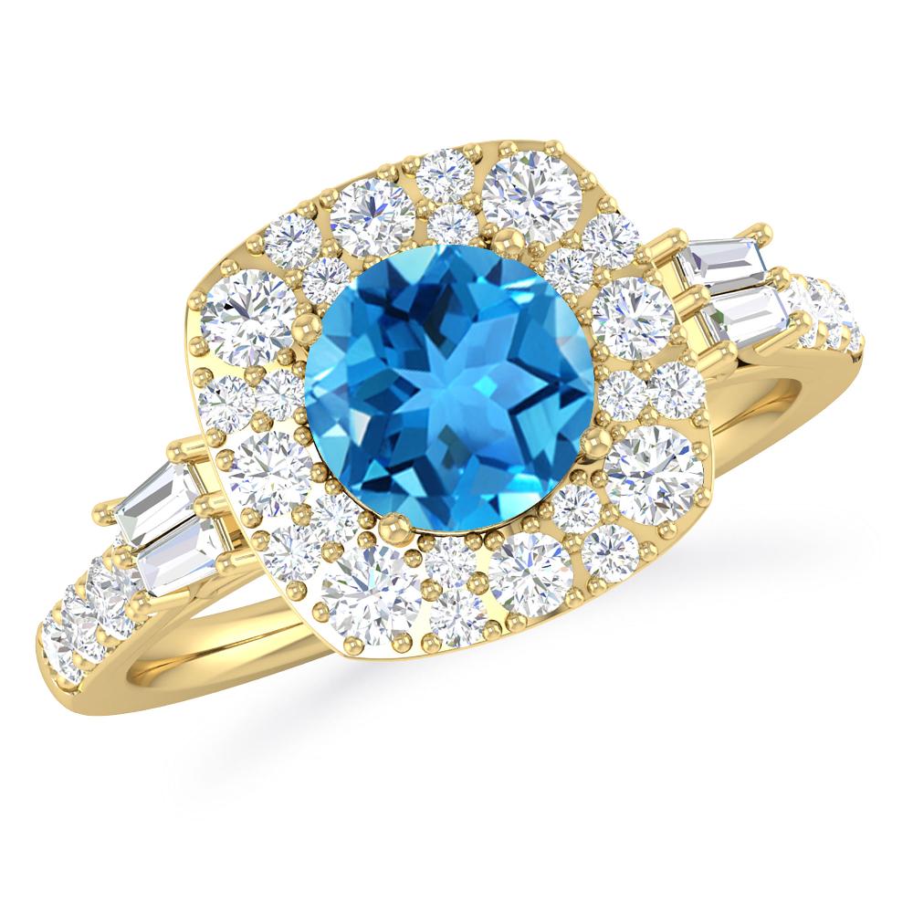 Yellow Gold - Blue Topaz