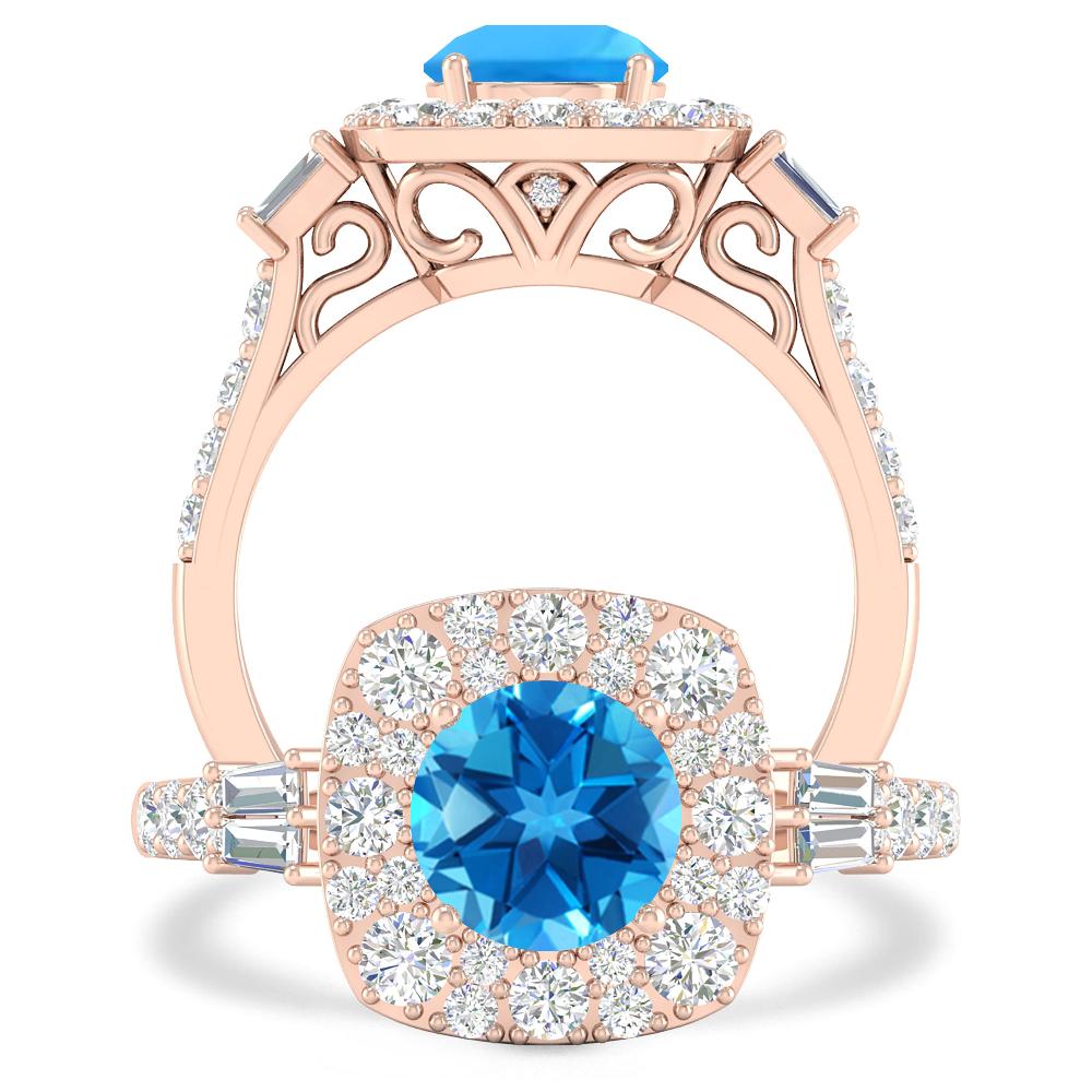 Rose Gold - Blue Topaz