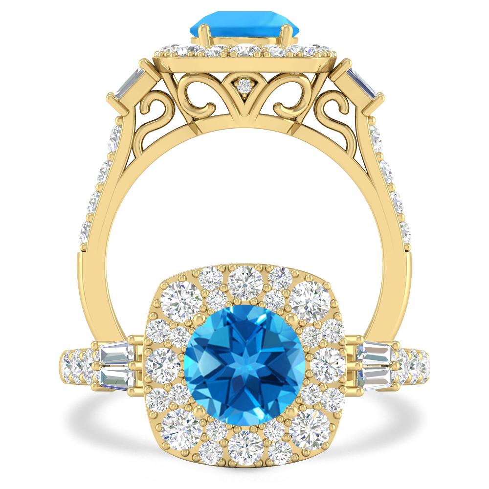 Yellow Gold - Blue Topaz