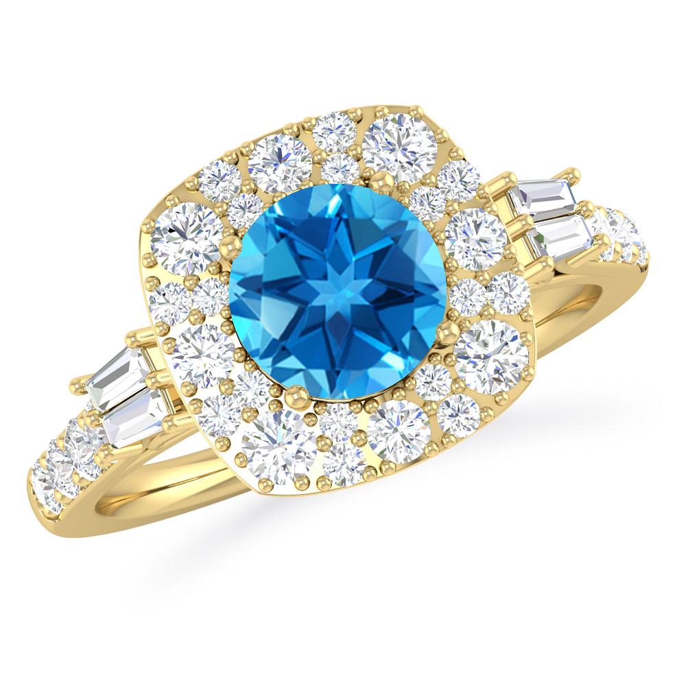 Yellow Gold - Blue Topaz