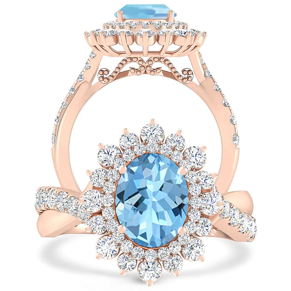 Rose Gold - Aquamarine