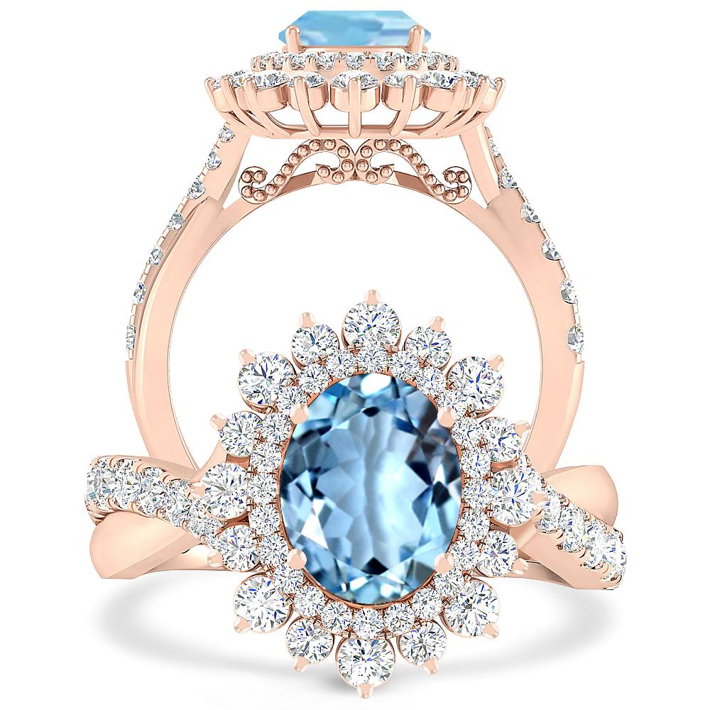 Rose Gold - Aquamarine