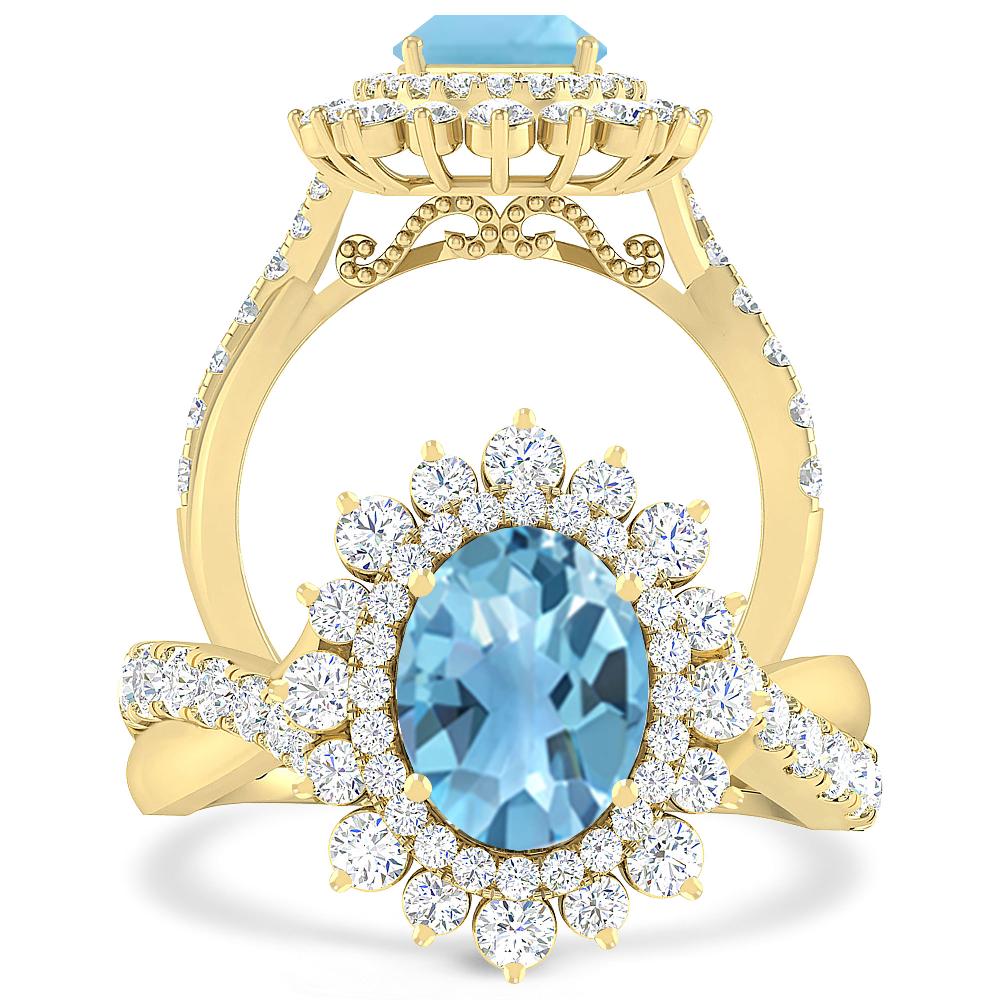 Yellow Gold - Blue Topaz