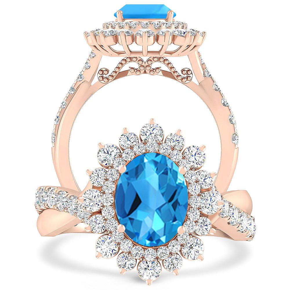 Rose Gold - Blue Topaz