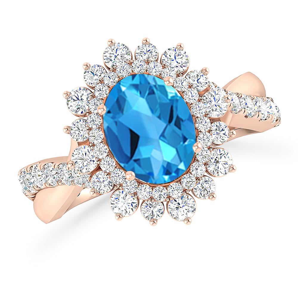 Rose Gold - Blue Topaz