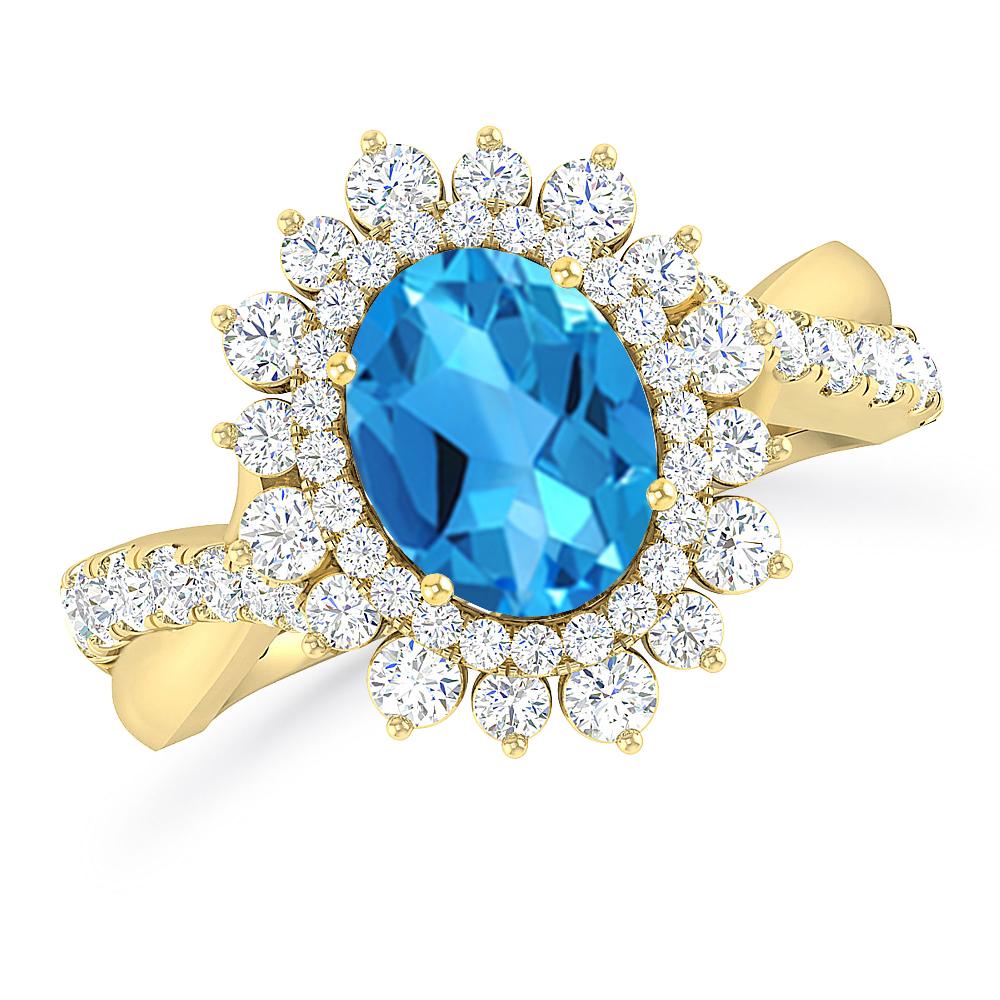 Yellow Gold - Blue Topaz