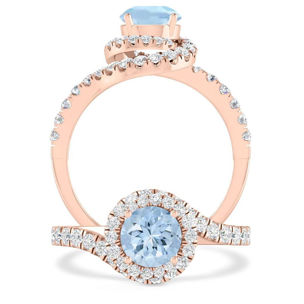 Rose Gold - Aquamarine