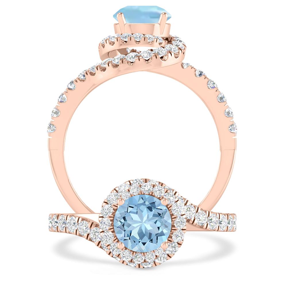 Rose Gold - Aquamarine