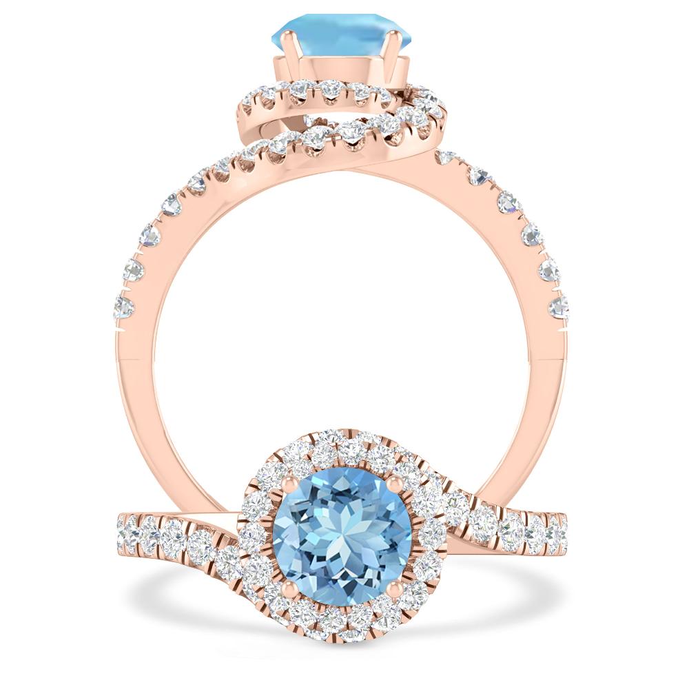 Rose Gold - Aquamarine