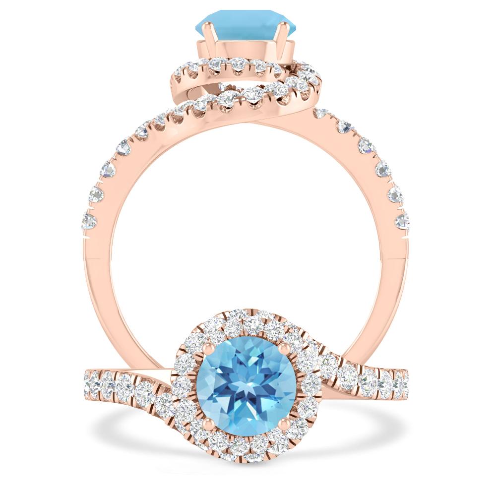 Rose Gold - Blue Topaz