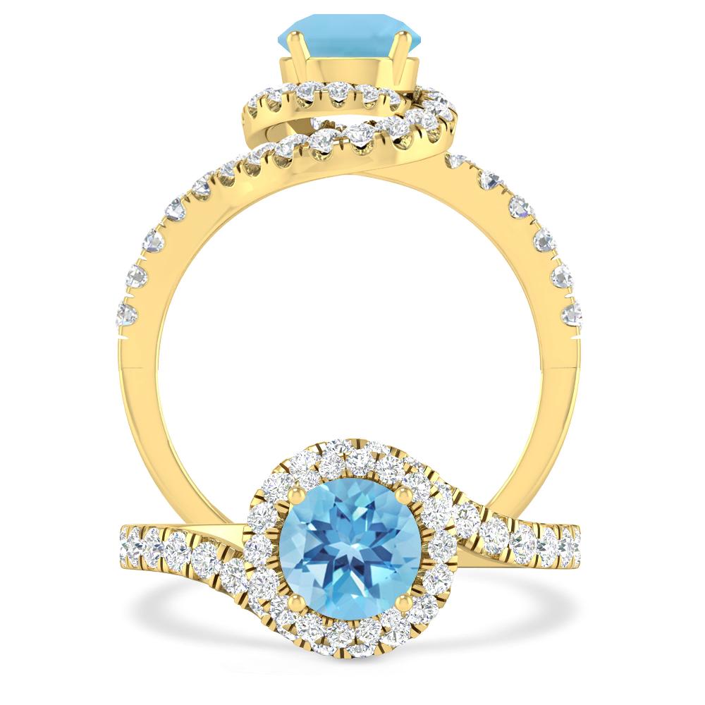 Yellow Gold - Blue Topaz