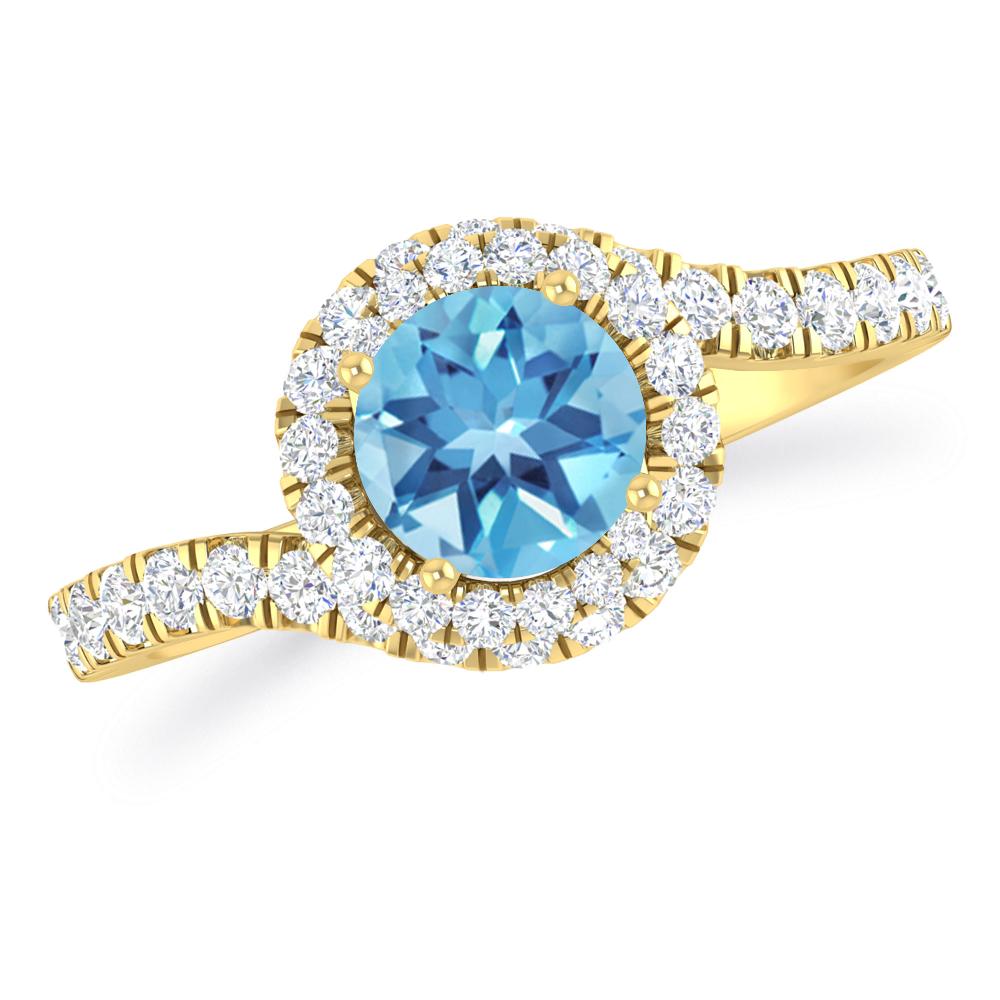 Yellow Gold - Blue Topaz