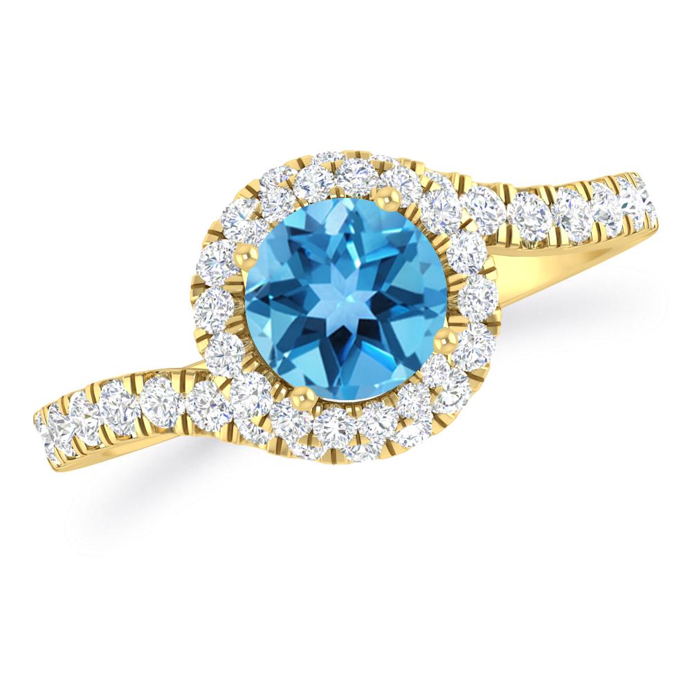 Yellow Gold - Blue Topaz