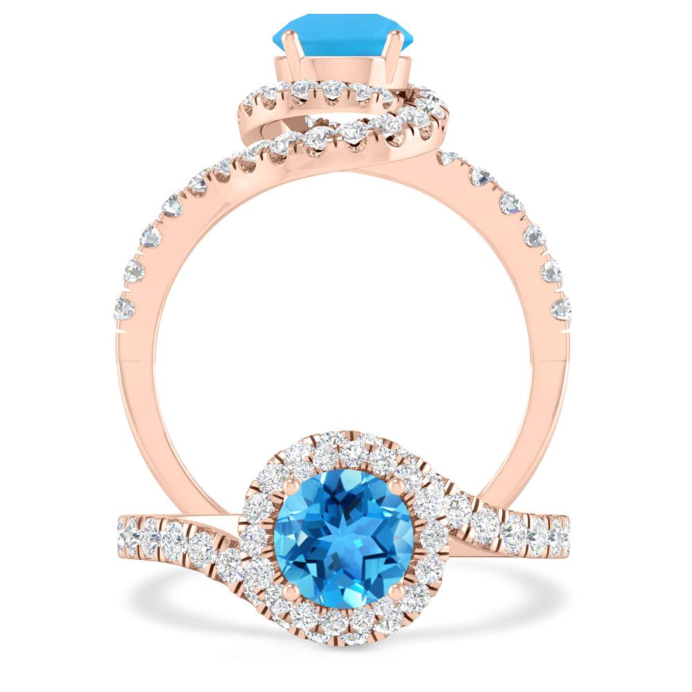 Rose Gold - Blue Topaz