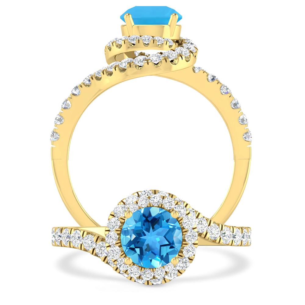 Yellow Gold - Blue Topaz