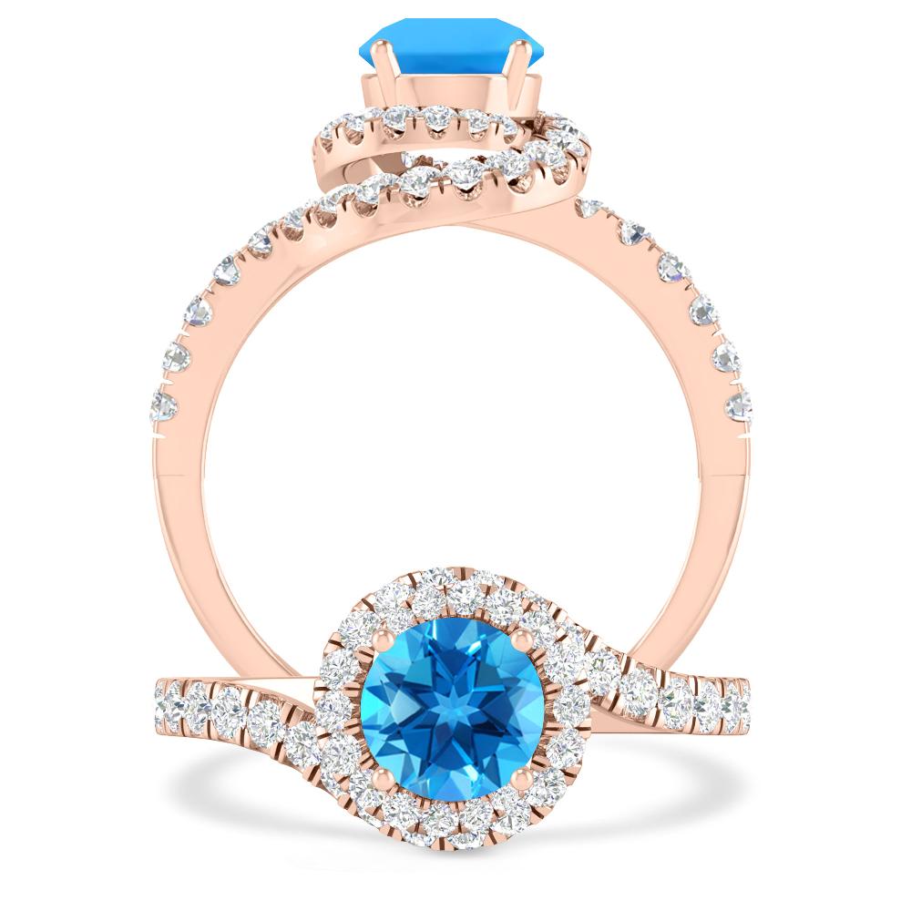 Rose Gold - Blue Topaz