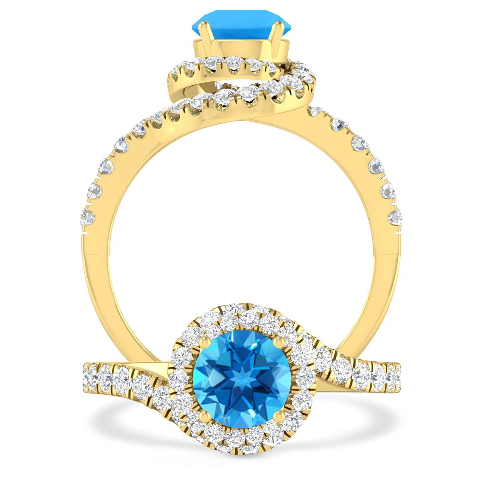 Yellow Gold - Blue Topaz