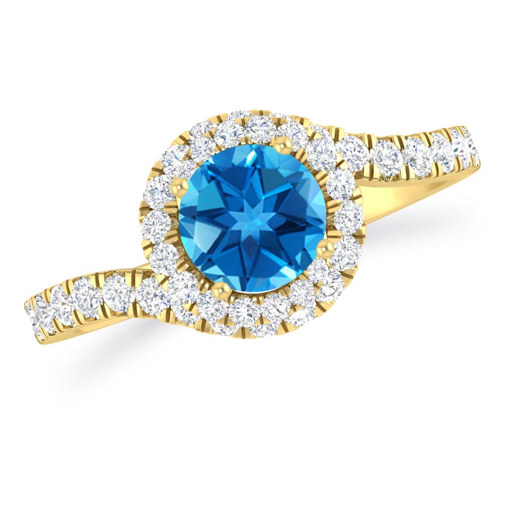 Yellow Gold - Blue Topaz