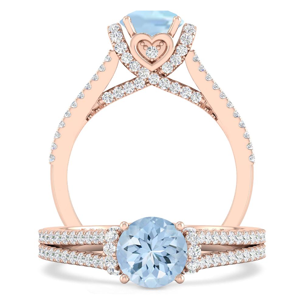 Rose Gold - Aquamarine