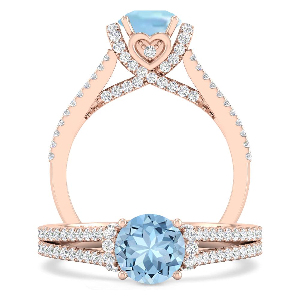 Rose Gold - Aquamarine