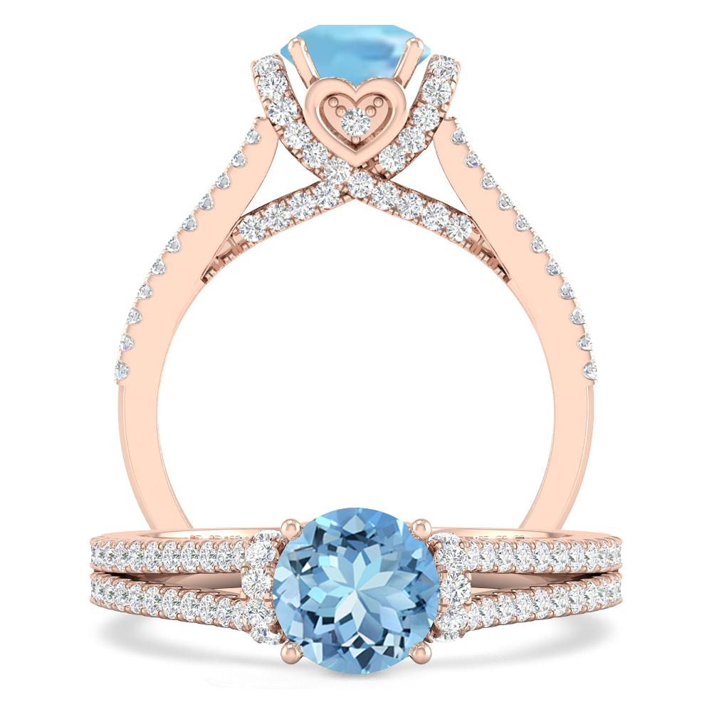 Rose Gold - Aquamarine