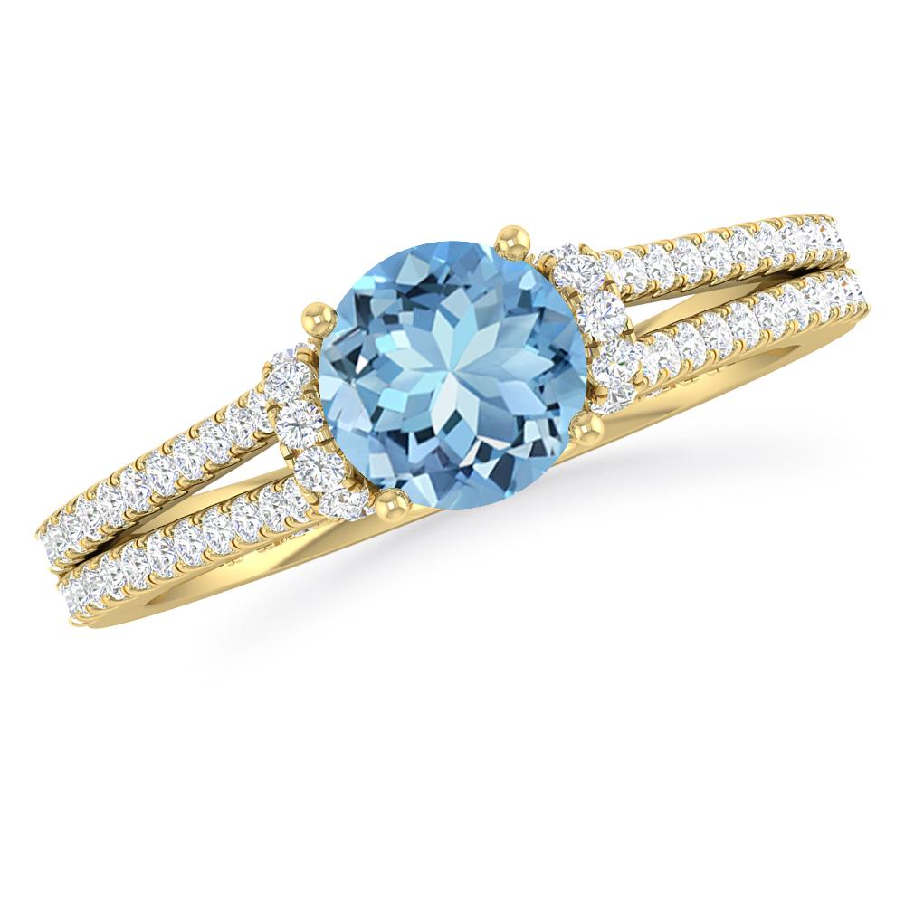 Yellow Gold - Aquamarine