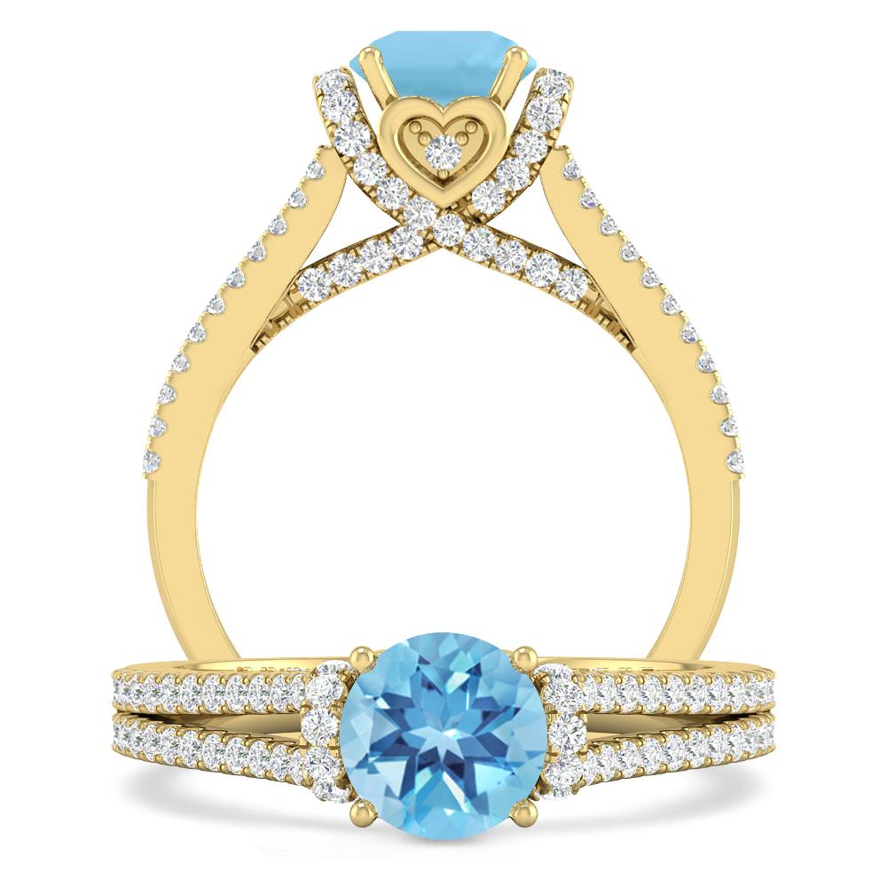 Yellow Gold - Blue Topaz