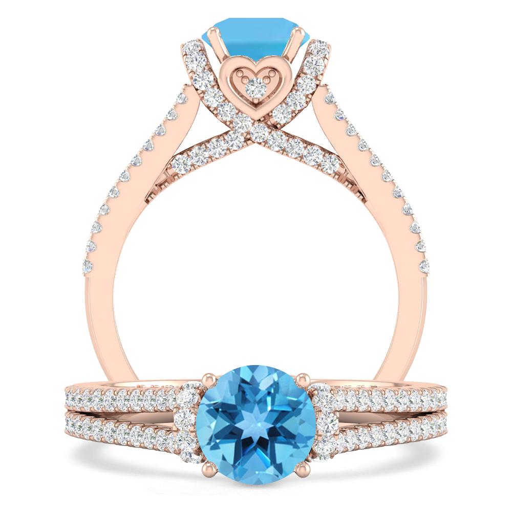 Rose Gold - Blue Topaz