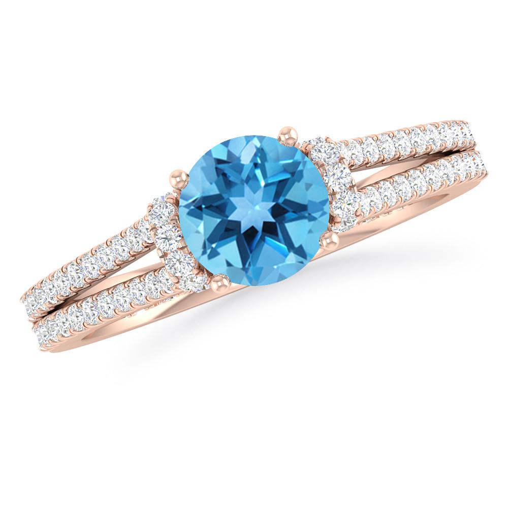 Rose Gold - Blue Topaz