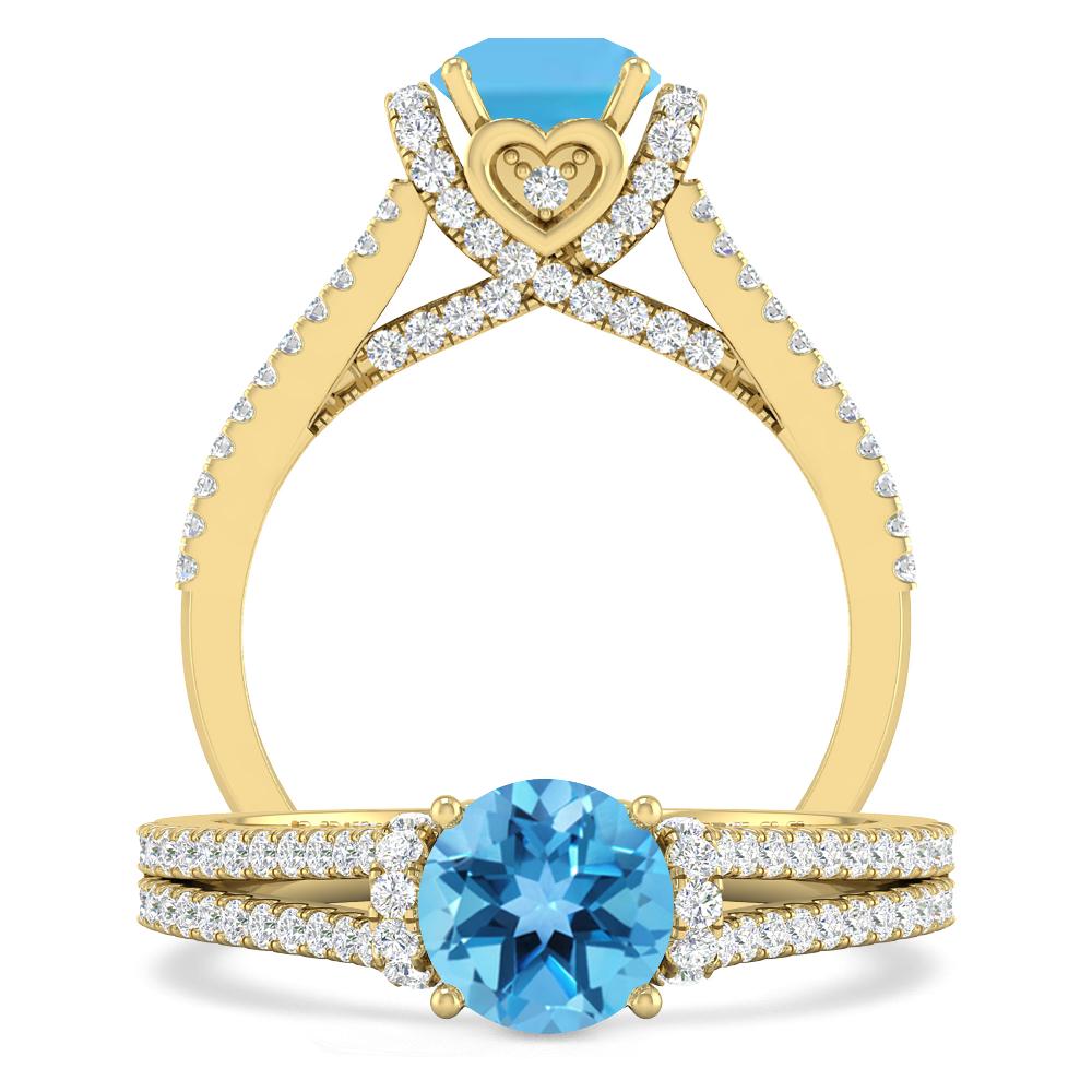 Yellow Gold - Blue Topaz