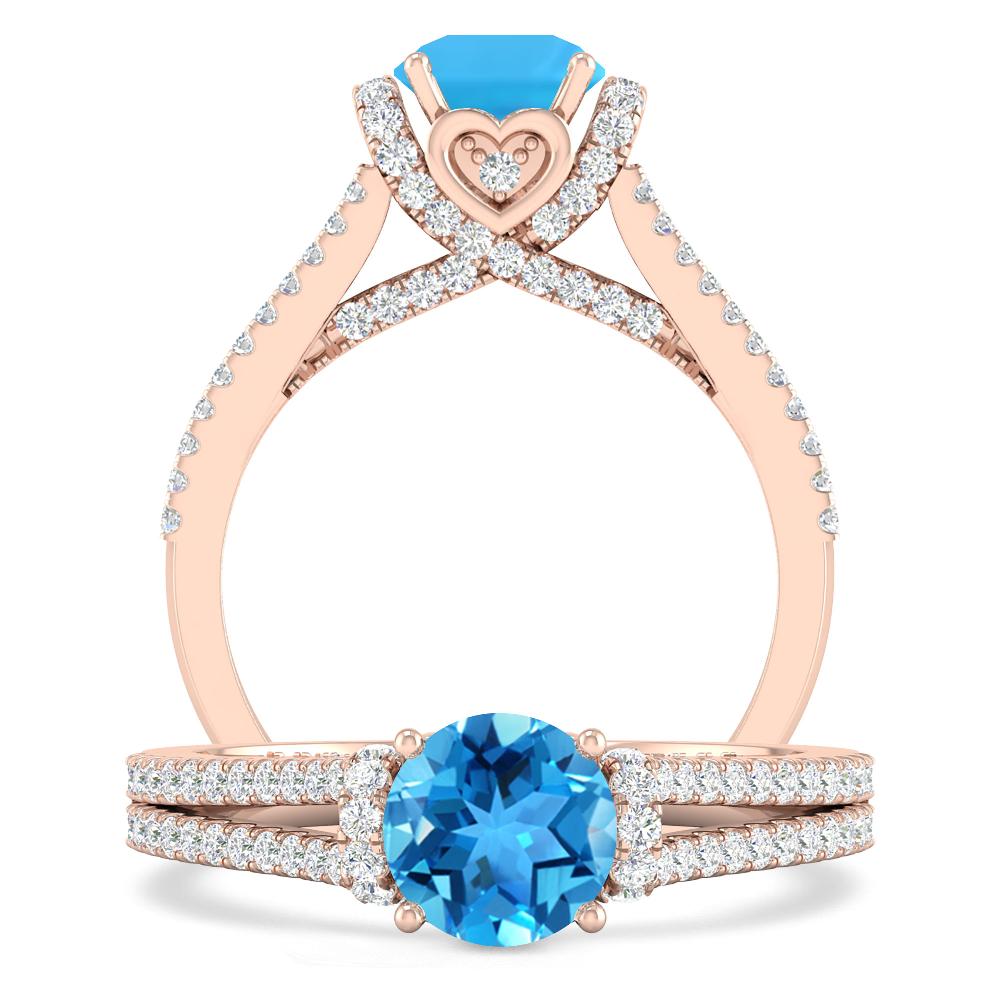 Rose Gold - Blue Topaz