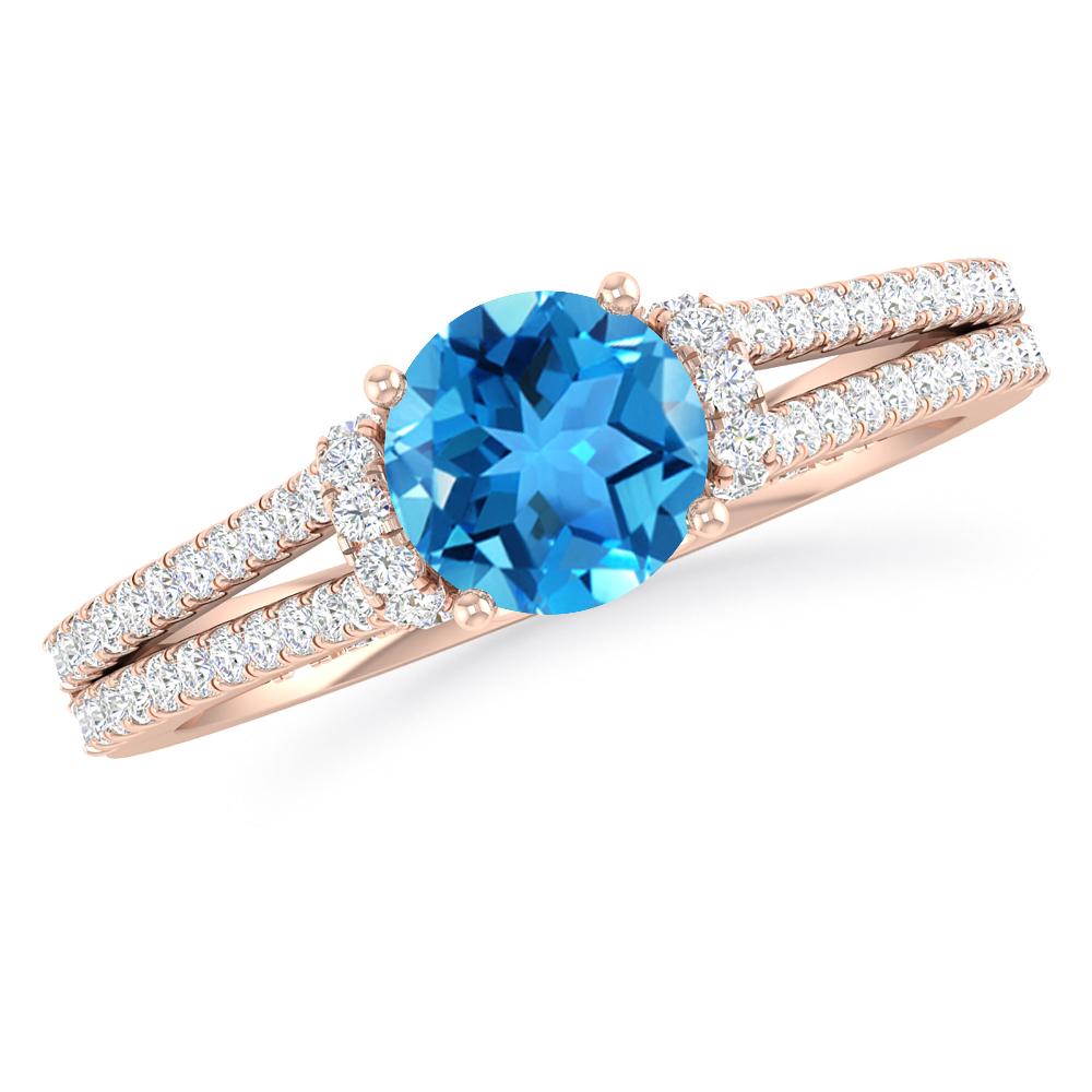 Rose Gold - Blue Topaz