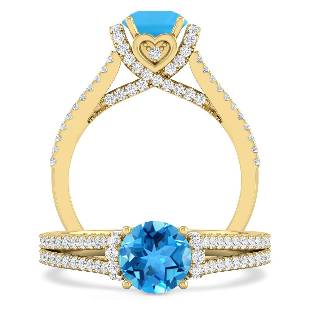 Yellow Gold - Blue Topaz