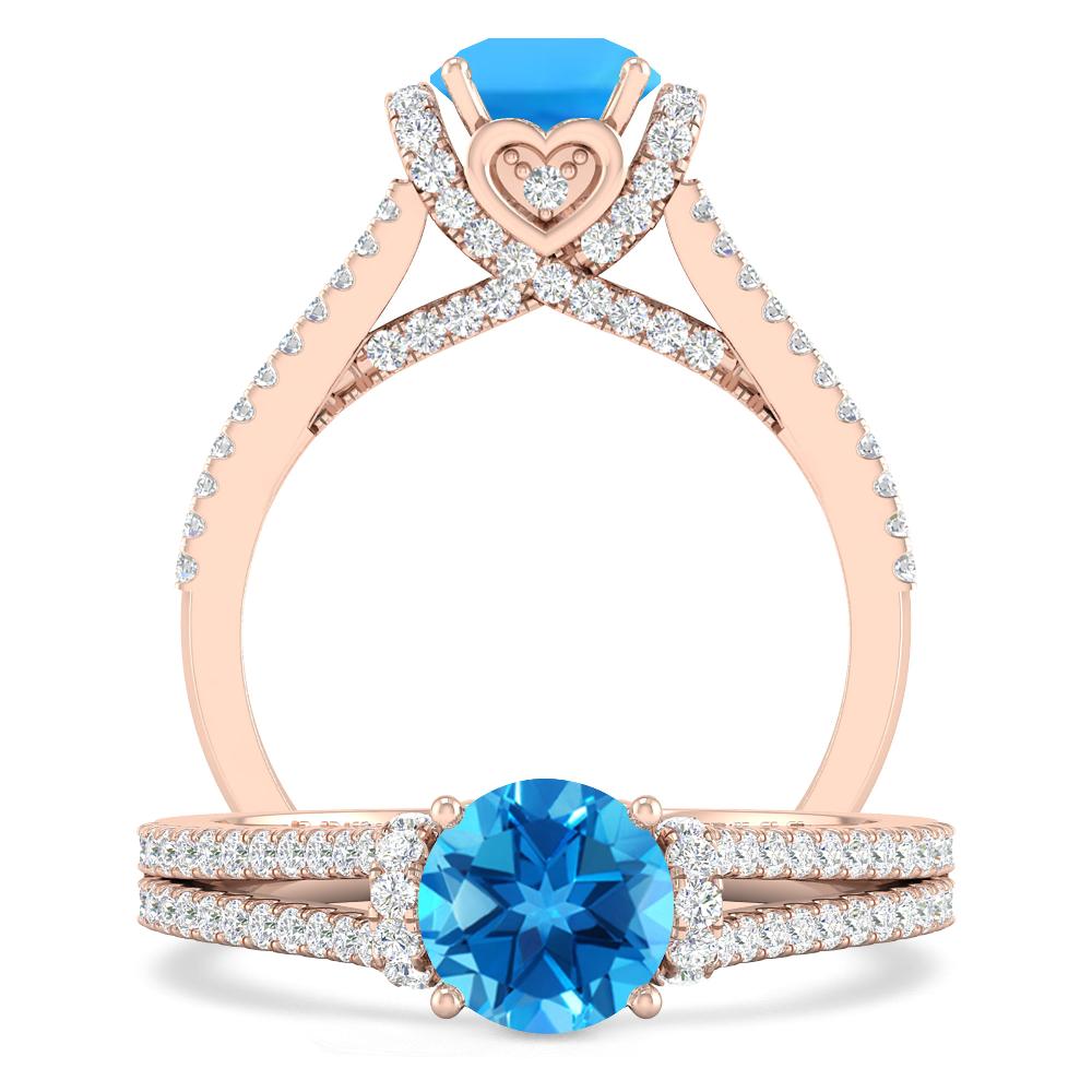 Rose Gold - Blue Topaz