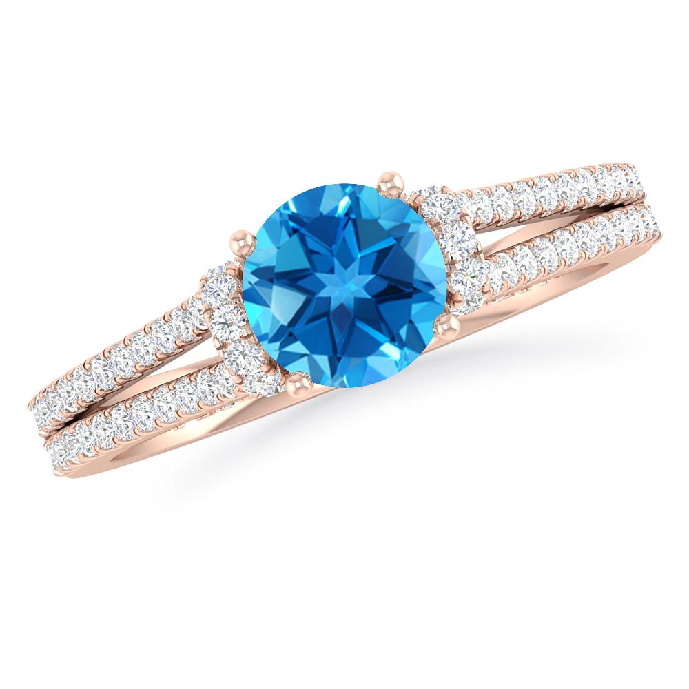 Rose Gold - Blue Topaz