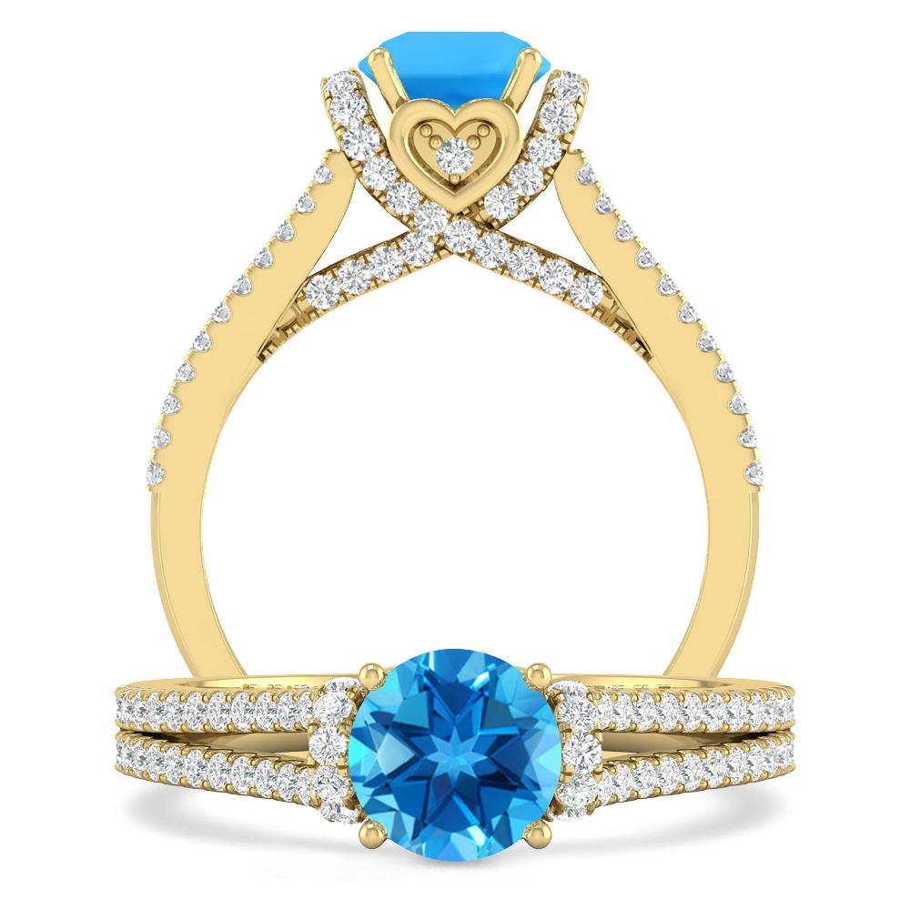 Yellow Gold - Blue Topaz