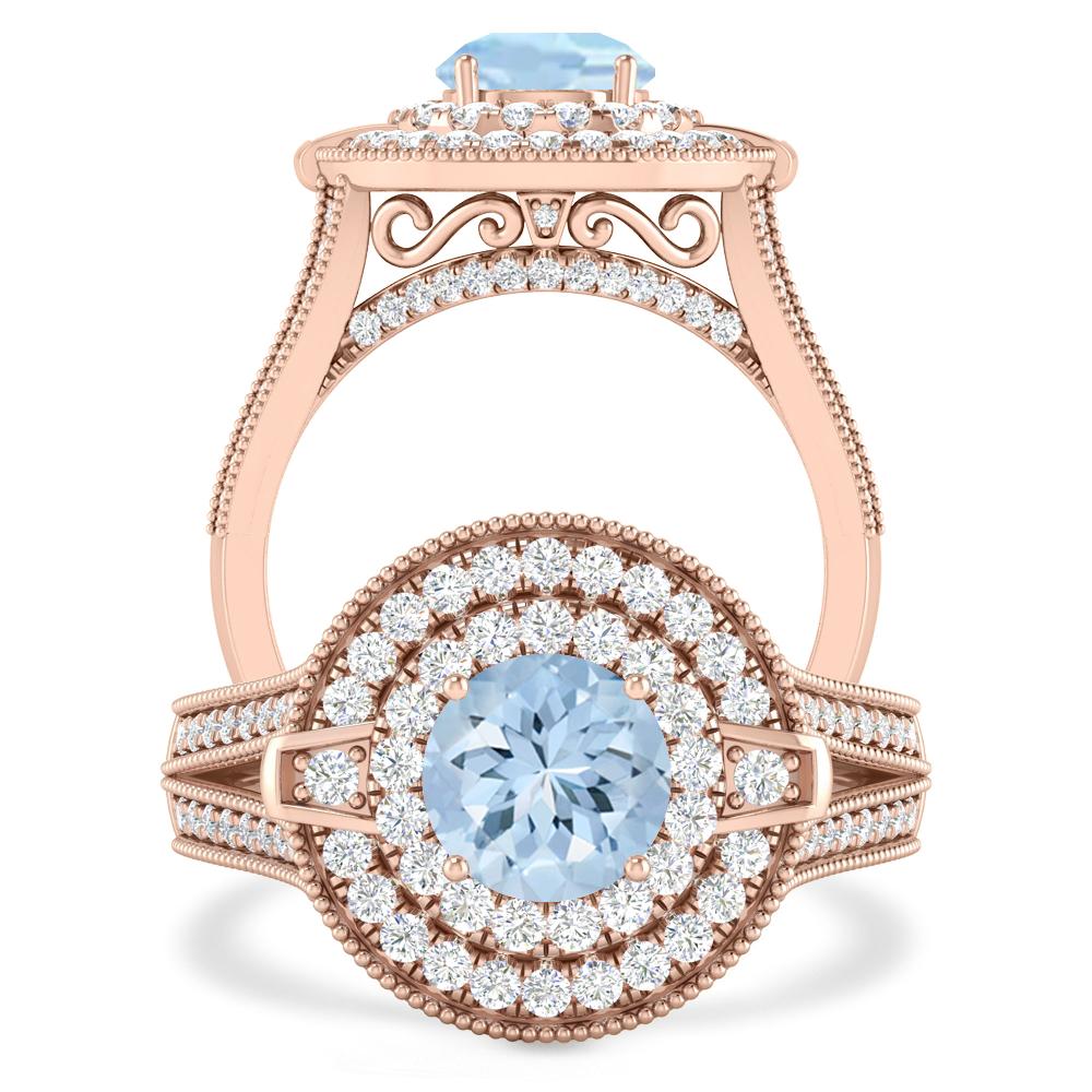 Rose Gold - Aquamarine