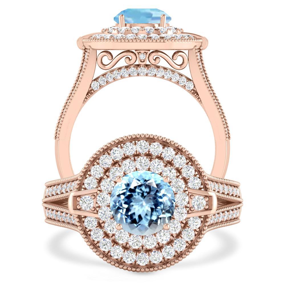 Rose Gold - Aquamarine