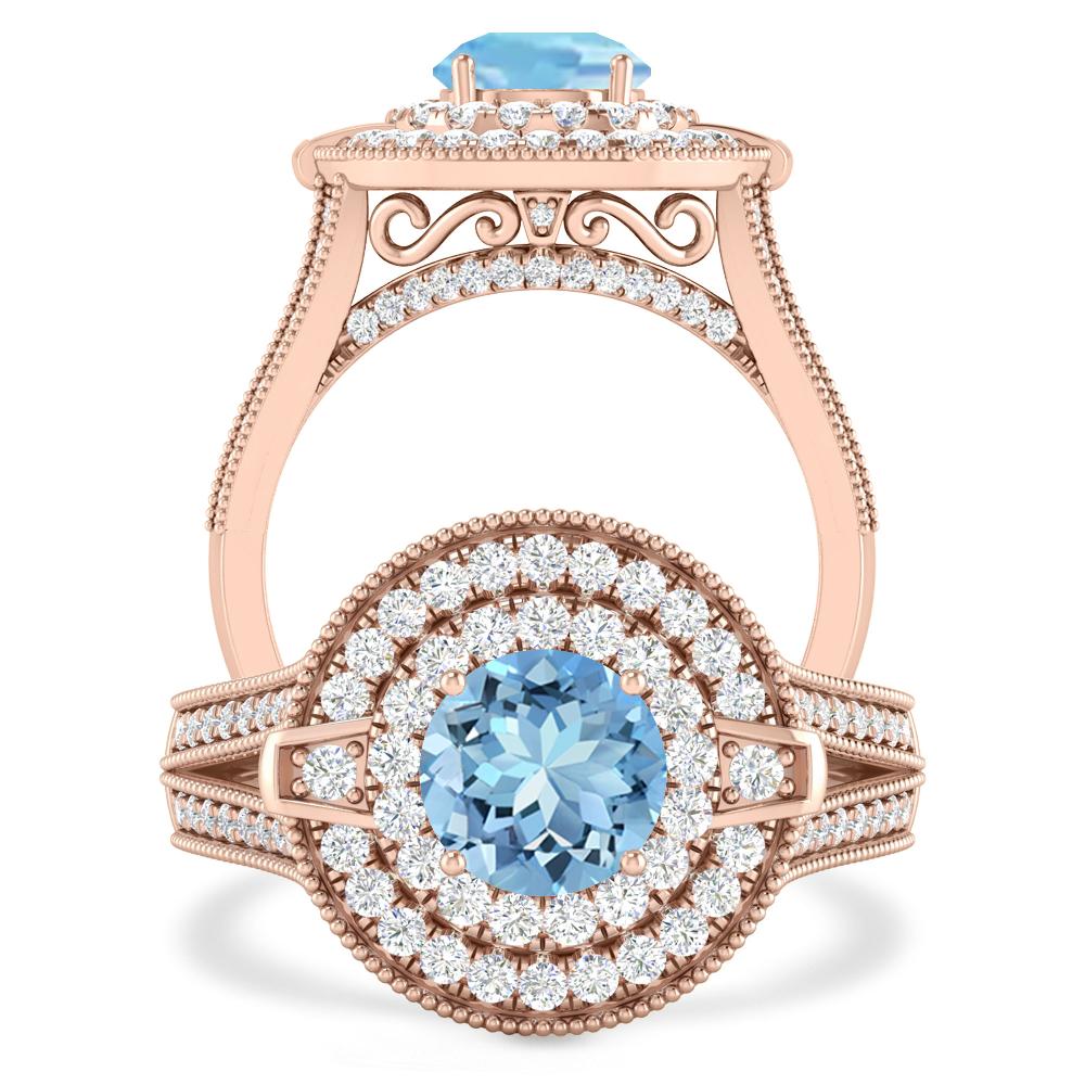 Rose Gold - Aquamarine