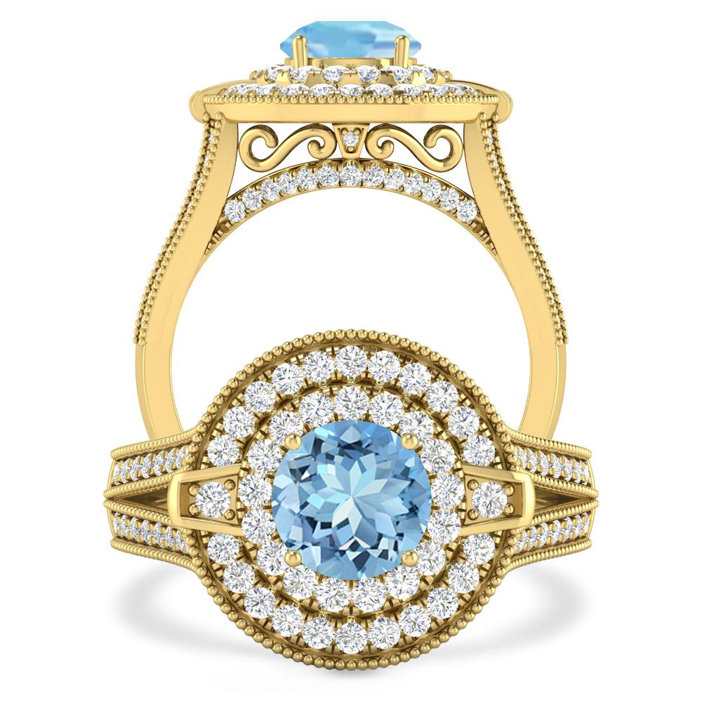 Yellow Gold - Aquamarine