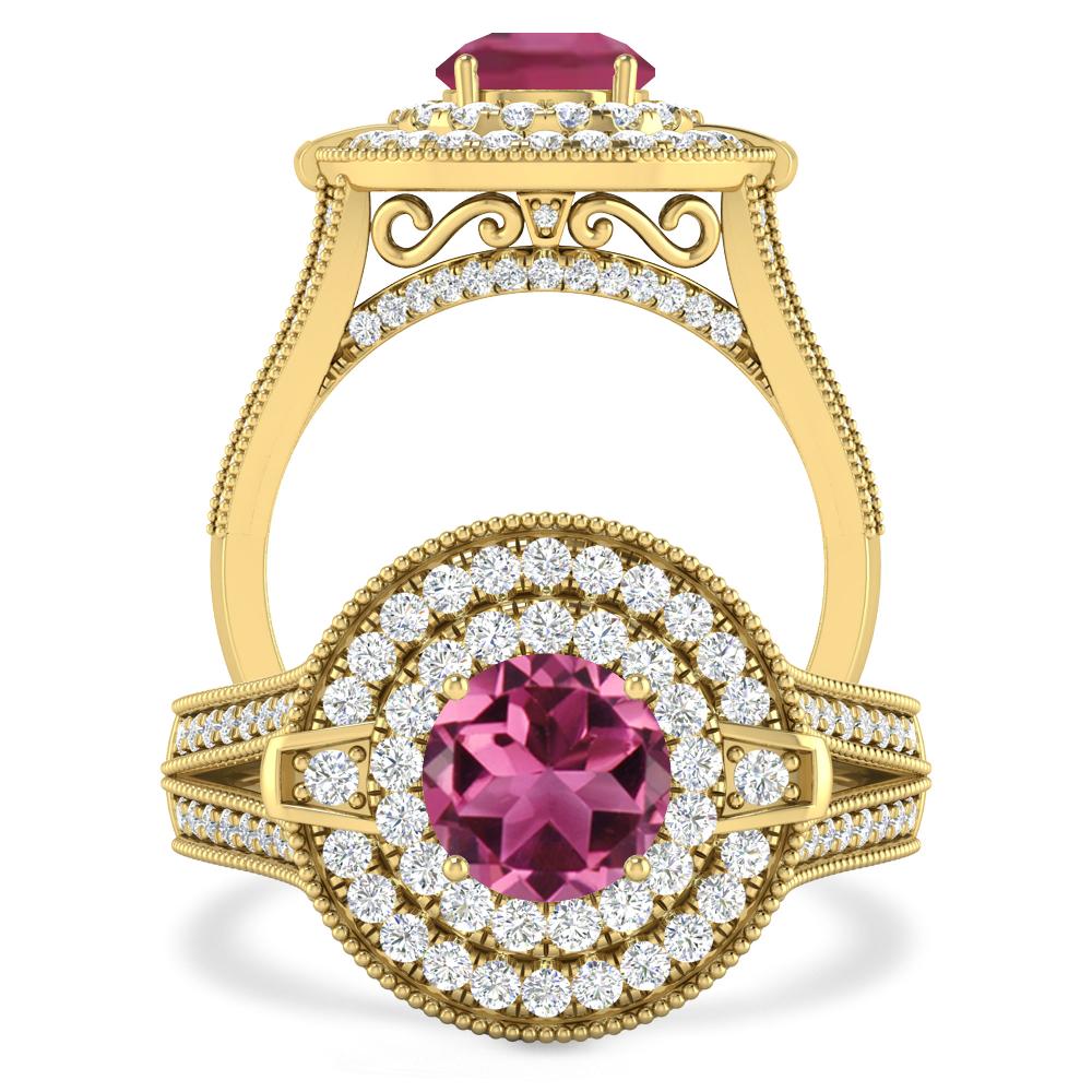 Yellow Gold - Pink Tourmaline