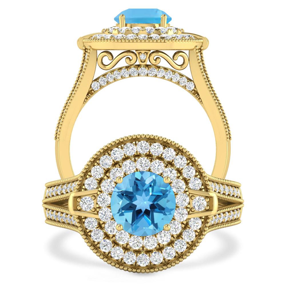 Yellow Gold - Blue Topaz