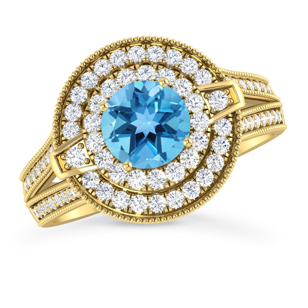 Yellow Gold - Blue Topaz