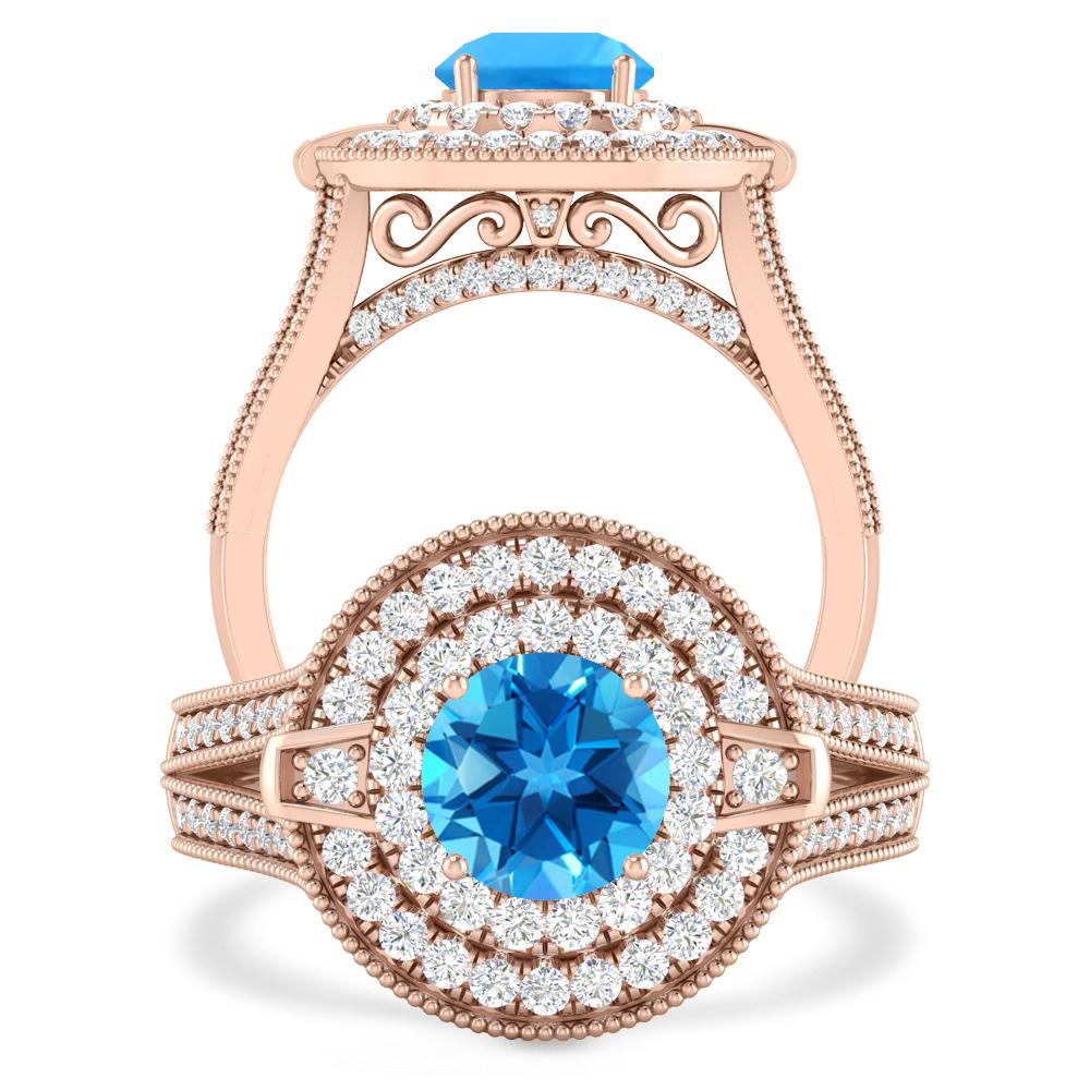 Rose Gold - Blue Topaz