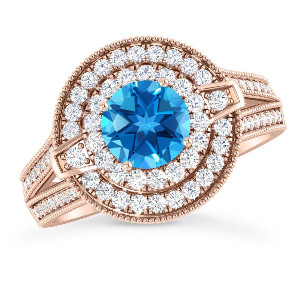 Rose Gold - Blue Topaz