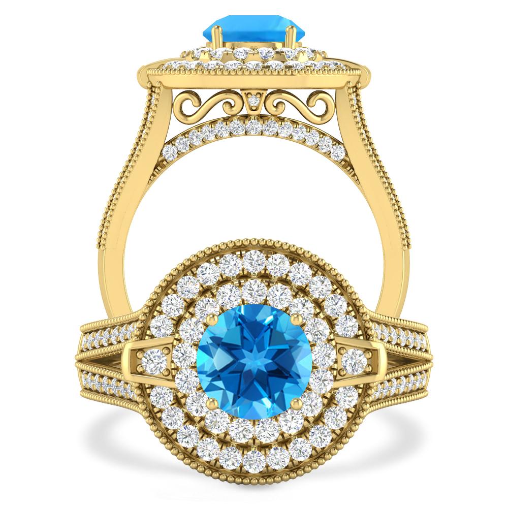 Yellow Gold - Blue Topaz