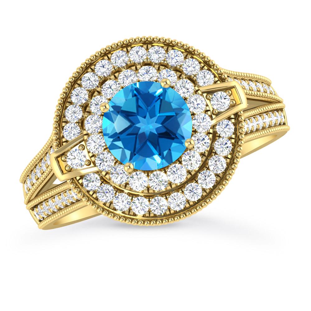 Yellow Gold - Blue Topaz