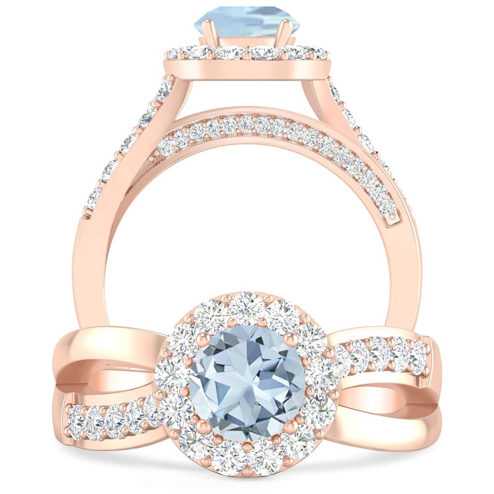 Rose Gold - Aquamarine