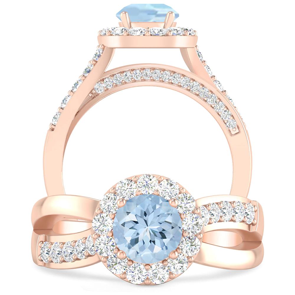 Rose Gold - Aquamarine