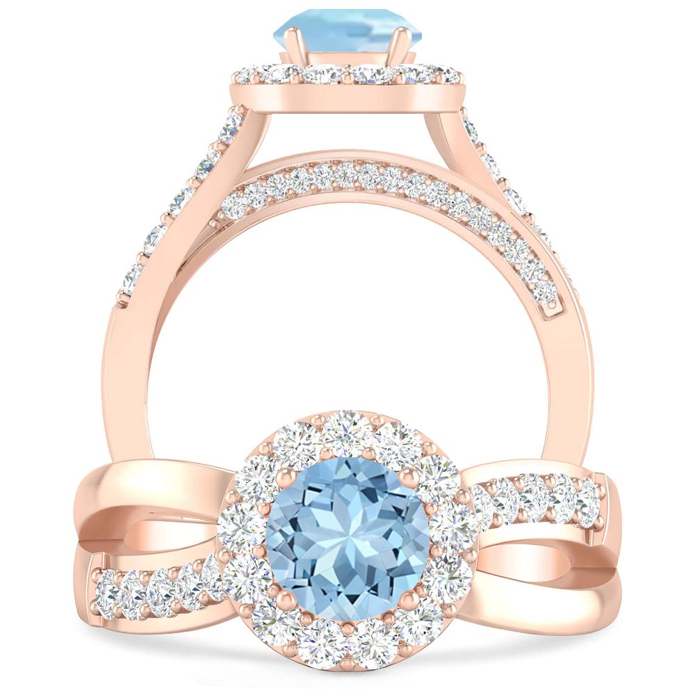 Rose Gold - Aquamarine